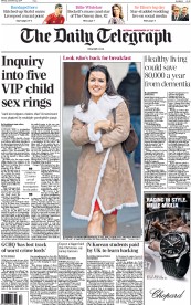 The Daily Telegraph Newspaper Front Page (UK) for 22 December 2014