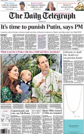 The Daily Telegraph Newspaper Front Page (UK) for 22 July 2014