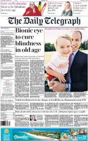The Daily Telegraph Newspaper Front Page (UK) for 22 July 2015