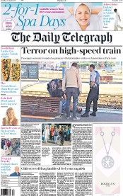 The Daily Telegraph (UK) Newspaper Front Page for 22 August 2015