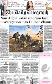 The Daily Telegraph (UK) Newspaper Front Page for 22 September 2016