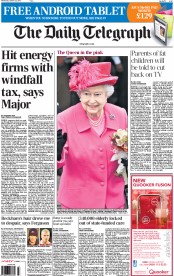 The Daily Telegraph (UK) Newspaper Front Page for 23 October 2013