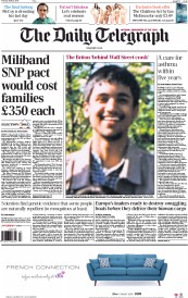 The Daily Telegraph Newspaper Front Page (UK) for 23 April 2015