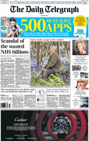 The Daily Telegraph Newspaper Front Page (UK) for 23 May 2015