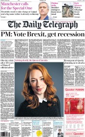 The Daily Telegraph (UK) Newspaper Front Page for 23 May 2016