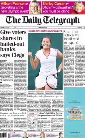 The Daily Telegraph (UK) Newspaper Front Page for 23 June 2011