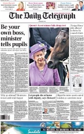 The Daily Telegraph Newspaper Front Page (UK) for 23 July 2014