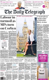 The Daily Telegraph Newspaper Front Page (UK) for 23 July 2015