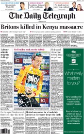 The Daily Telegraph Newspaper Front Page (UK) for 23 September 2013