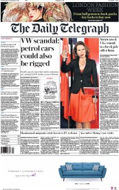 The Daily Telegraph (UK) Newspaper Front Page for 23 September 2015