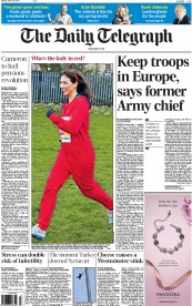 The Daily Telegraph Newspaper Front Page (UK) for 24 March 2014