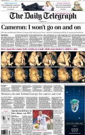 The Daily Telegraph Newspaper Front Page (UK) for 24 March 2015