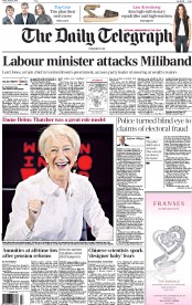 The Daily Telegraph (UK) Newspaper Front Page for 24 April 2015