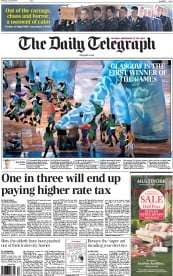 The Daily Telegraph Newspaper Front Page (UK) for 24 July 2014