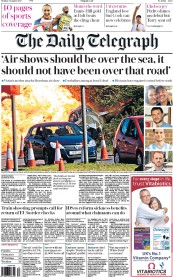 The Daily Telegraph Newspaper Front Page (UK) for 24 August 2015