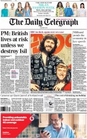 The Daily Telegraph Newspaper Front Page (UK) for 24 September 2014
