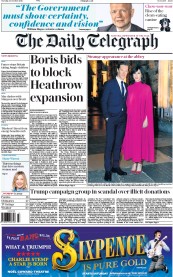 The Daily Telegraph (UK) Newspaper Front Page for 25 October 2016