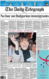 The Daily Telegraph Newspaper Front Page (UK) for 25 November 2013