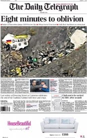 The Daily Telegraph (UK) Newspaper Front Page for 25 March 2015