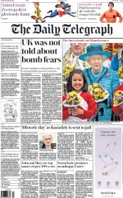 The Daily Telegraph (UK) Newspaper Front Page for 25 March 2016