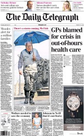 The Daily Telegraph Newspaper Front Page (UK) for 25 April 2013