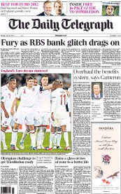 The Daily Telegraph (UK) Newspaper Front Page for 25 June 2012