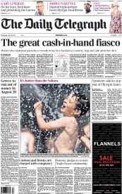 The Daily Telegraph Newspaper Front Page (UK) for 25 July 2012