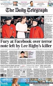 The Daily Telegraph (UK) Newspaper Front Page for 26 November 2014