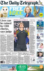 The Daily Telegraph (UK) Newspaper Front Page for 26 January 2013