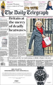 The Daily Telegraph (UK) Newspaper Front Page for 26 July 2018