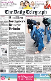 The Daily Telegraph Newspaper Front Page (UK) for 26 August 2015