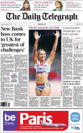 The Daily Telegraph Newspaper Front Page (UK) for 27 November 2012