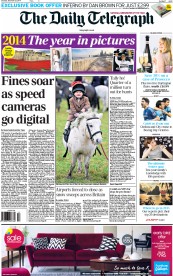 The Daily Telegraph (UK) Newspaper Front Page for 27 December 2014