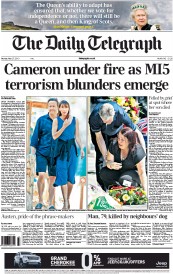 The Daily Telegraph Newspaper Front Page (UK) for 27 May 2013