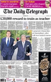 The Daily Telegraph (UK) Newspaper Front Page for 27 June 2011
