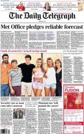 The Daily Telegraph (UK) Newspaper Front Page for 28 October 2014