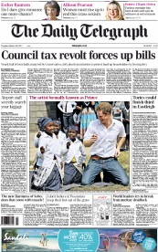 The Daily Telegraph Newspaper Front Page (UK) for 28 February 2013
