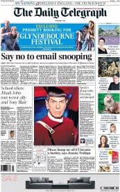 The Daily Telegraph (UK) Newspaper Front Page for 28 February 2015