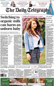 The Daily Telegraph Newspaper Front Page (UK) for 28 April 2015