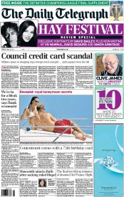 The Daily Telegraph (UK) Newspaper Front Page for 28 May 2011