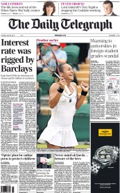 The Daily Telegraph (UK) Newspaper Front Page for 28 June 2012