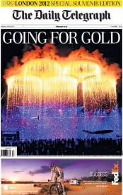 The Daily Telegraph Newspaper Front Page (UK) for 28 July 2012