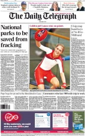The Daily Telegraph Newspaper Front Page (UK) for 28 July 2014