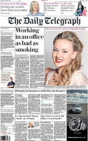 The Daily Telegraph (UK) Newspaper Front Page for 28 July 2016