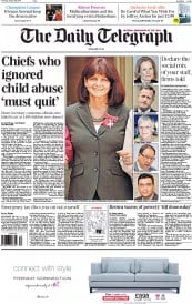 The Daily Telegraph Newspaper Front Page (UK) for 28 August 2014