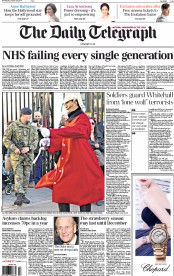The Daily Telegraph Newspaper Front Page (UK) for 29 October 2014