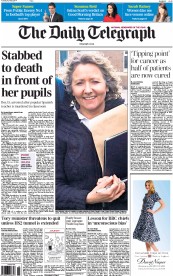 The Daily Telegraph Newspaper Front Page (UK) for 29 April 2014
