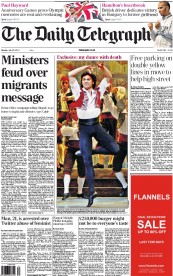 The Daily Telegraph Newspaper Front Page (UK) for 29 July 2013