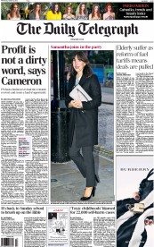 The Daily Telegraph Newspaper Front Page (UK) for 2 October 2013