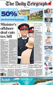 The Daily Telegraph Newspaper Front Page (UK) for 2 November 2013